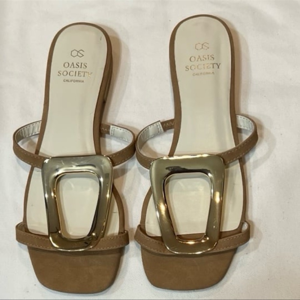 Society Tan Gold Sandals Elegant Design - Picture 4 of 6
